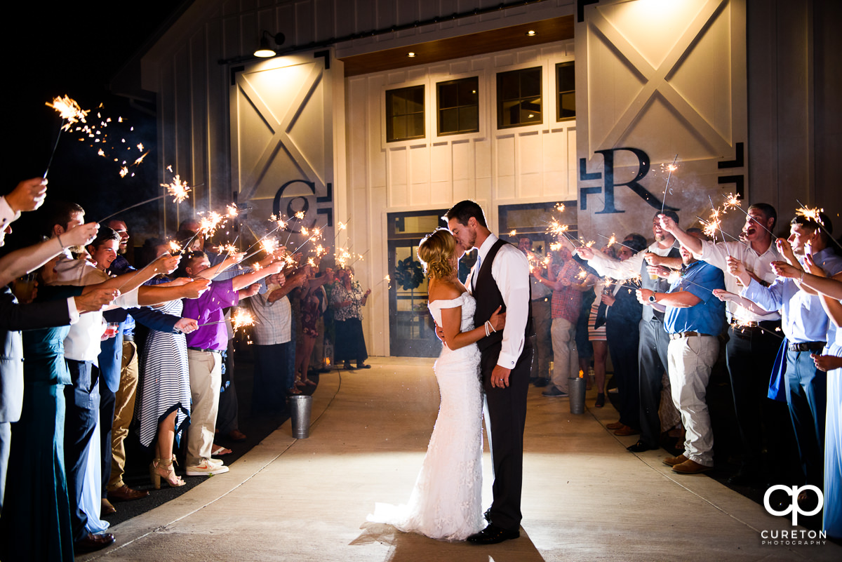 Epic sparkler leave at the Chestnut Ridge wedding reception.