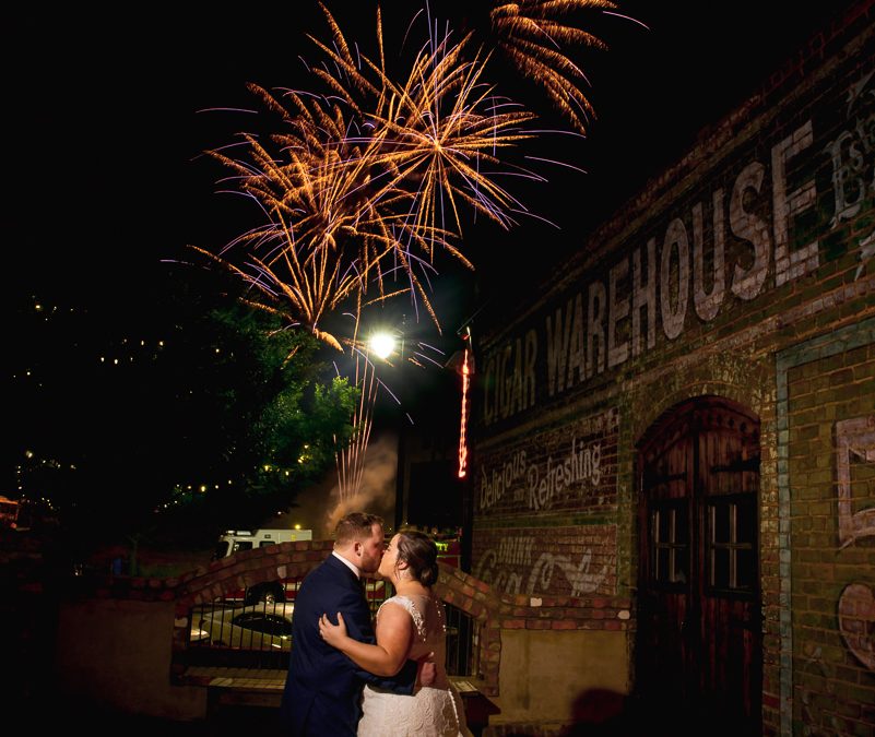 Old Cigar Warehouse downtown Greenville wedding with fireworks – Katelyn + Trent