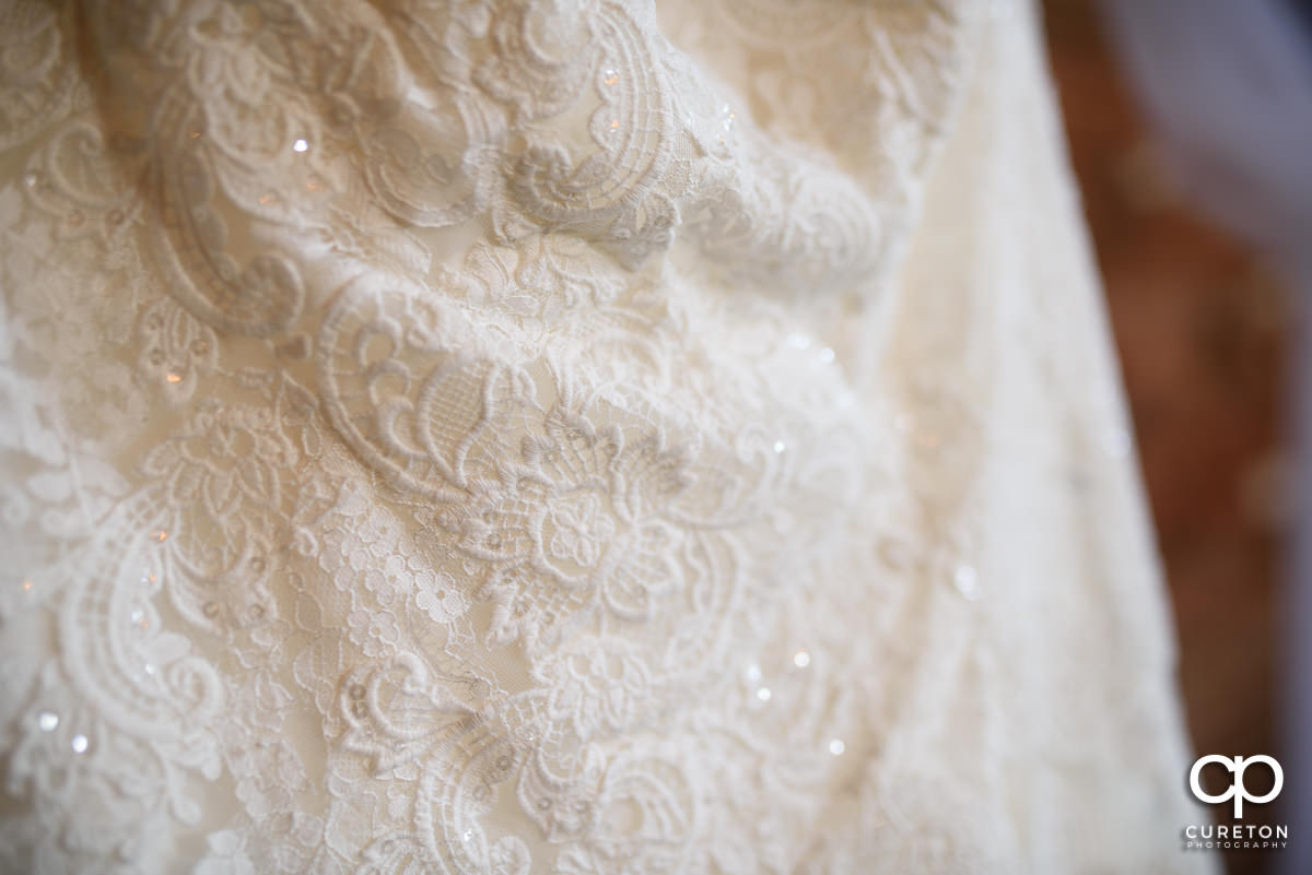 Detail in the bride's dress.