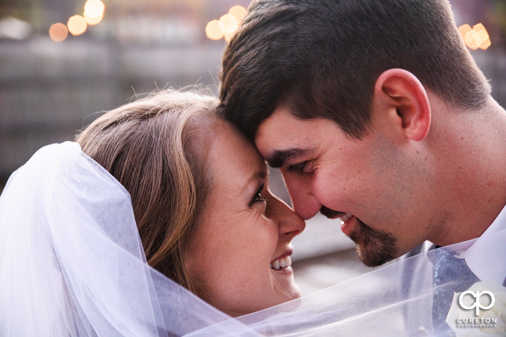 Bride and groom closeup.