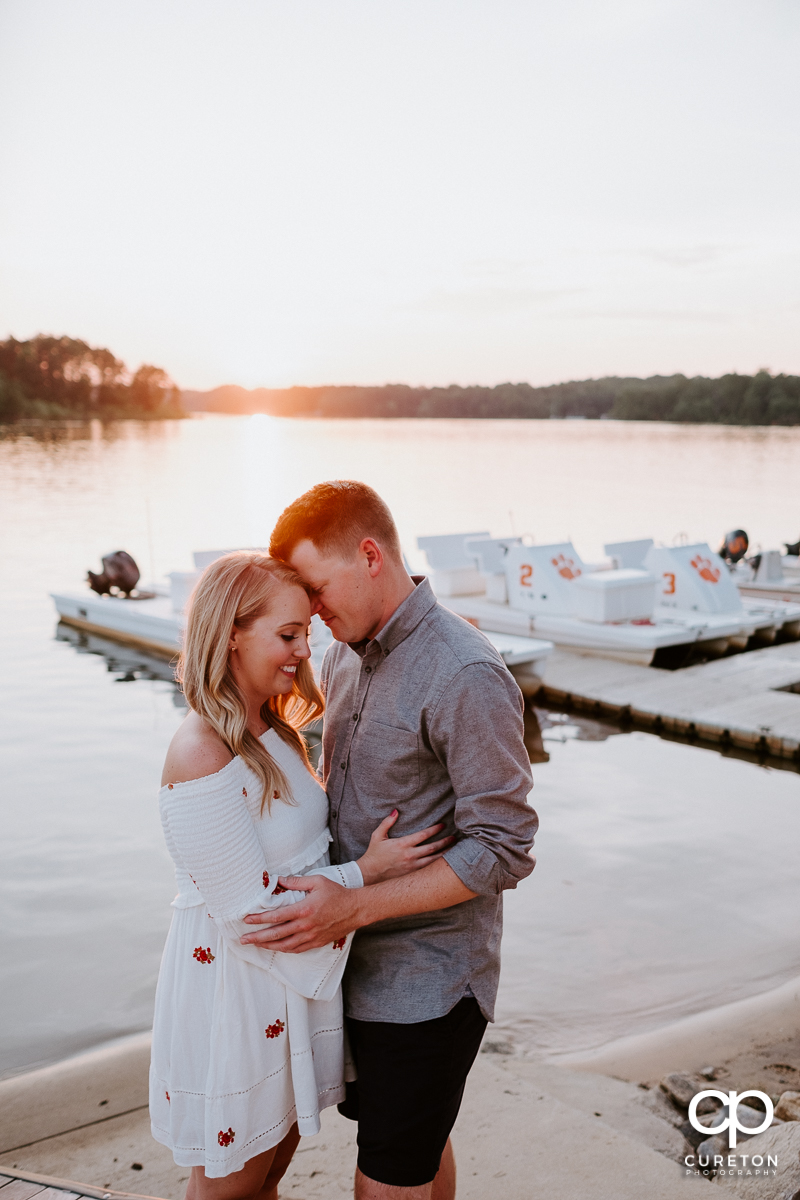 Future bride and groom at the lake Hartwell.