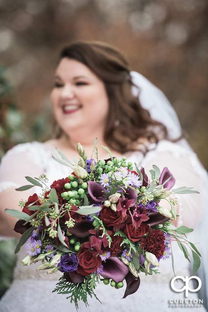 Bride holding her flowers.