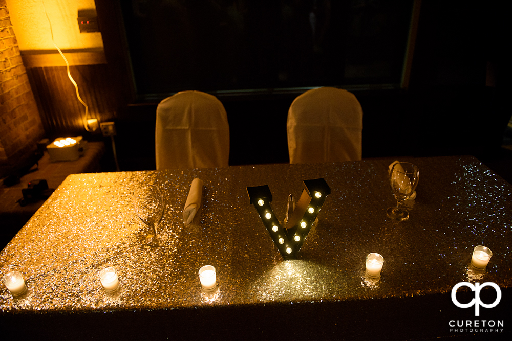 Bride and groom's sweetheart table.