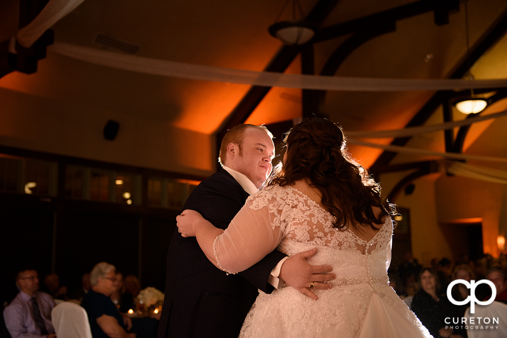 Bride and groom having their first dance at the Cleveland Park wedding reception.