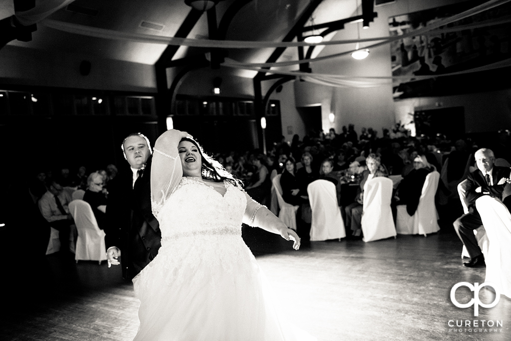 Bride and groom having their first dance at the Cleveland Park wedding reception.