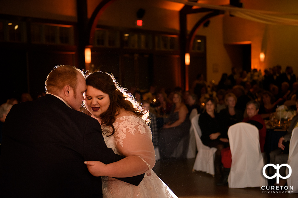 Bride and groom having their first dance at the Cleveland Park wedding reception.