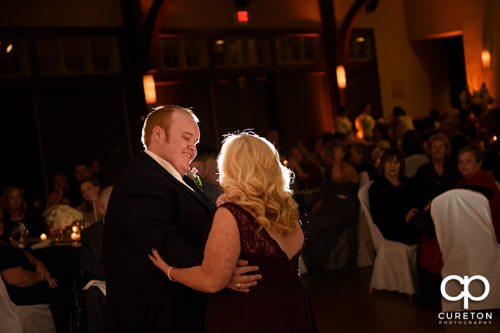 Groom and his mother sharing a dance at the Cleveland Park wedding reception.