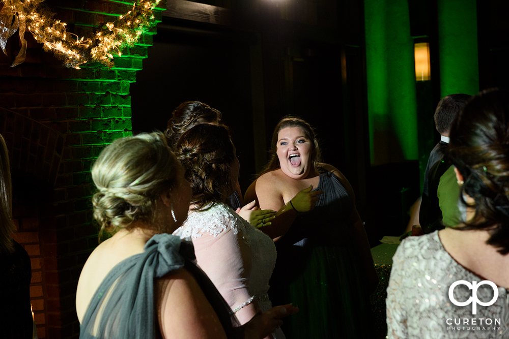 Wedding guests dancing to the sounds of Greenville wedding dj Uptown Entertainment.