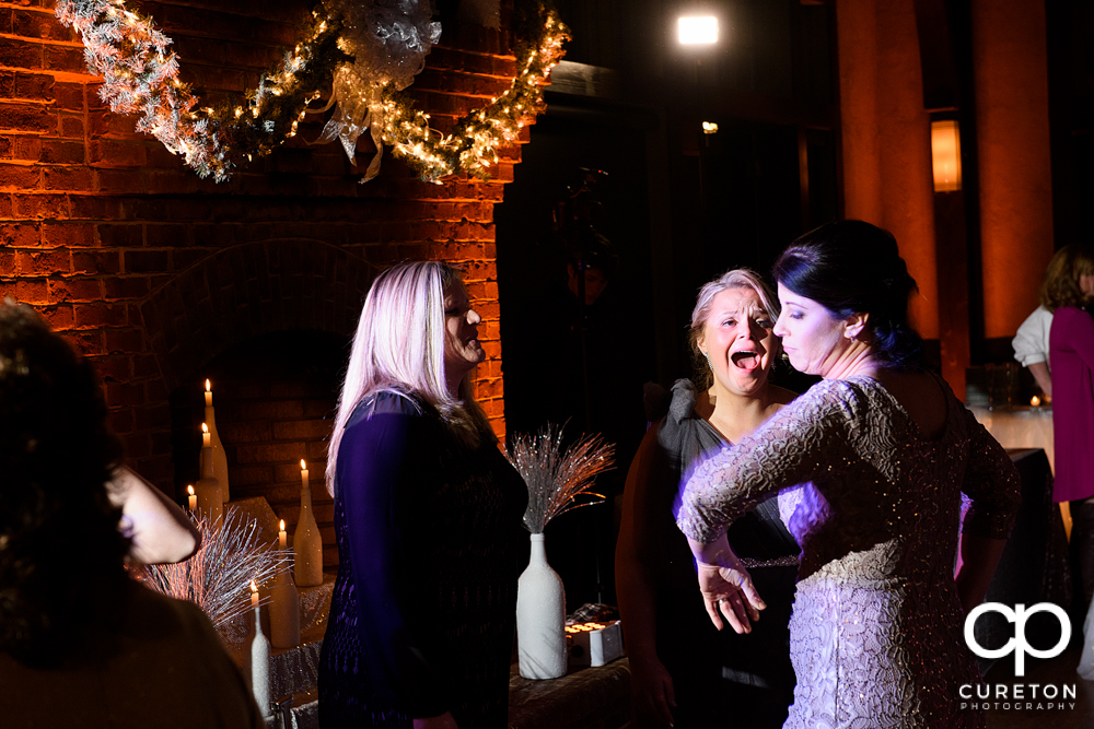 Wedding guests dancing to the sounds of Greenville wedding dj Uptown Entertainment.