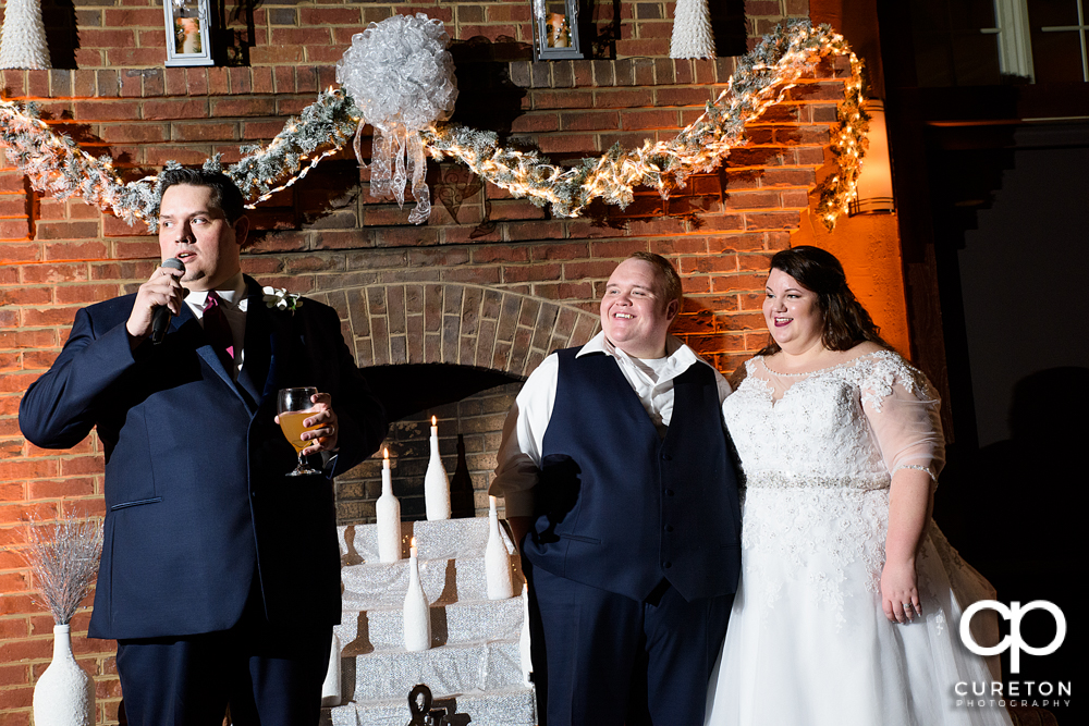 Best man giving a toast.