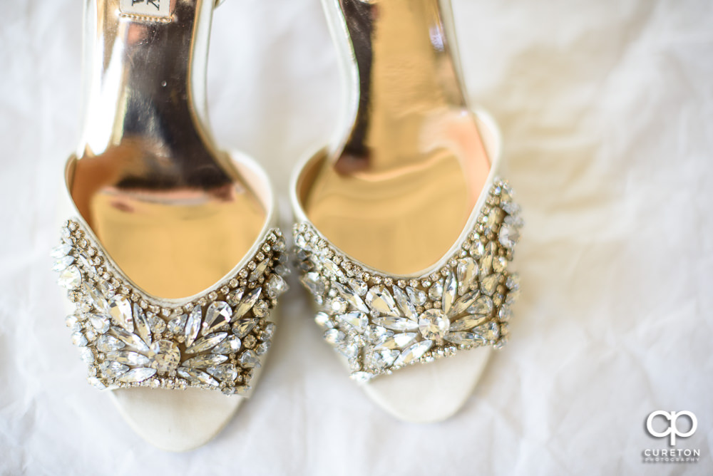 Brides shoes closeup.