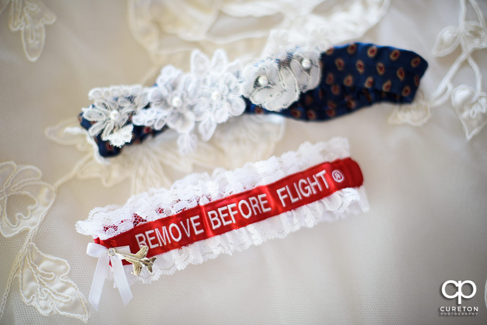 Bride's flight themed garter.