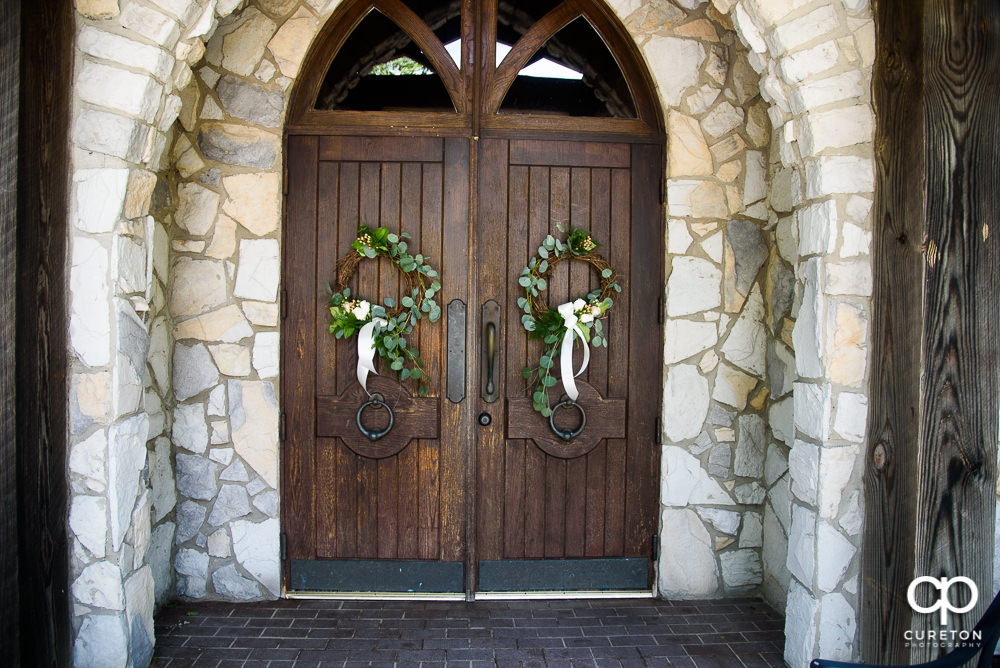 Beautifully adorned doors at the Cliffs Glassy Chapel.