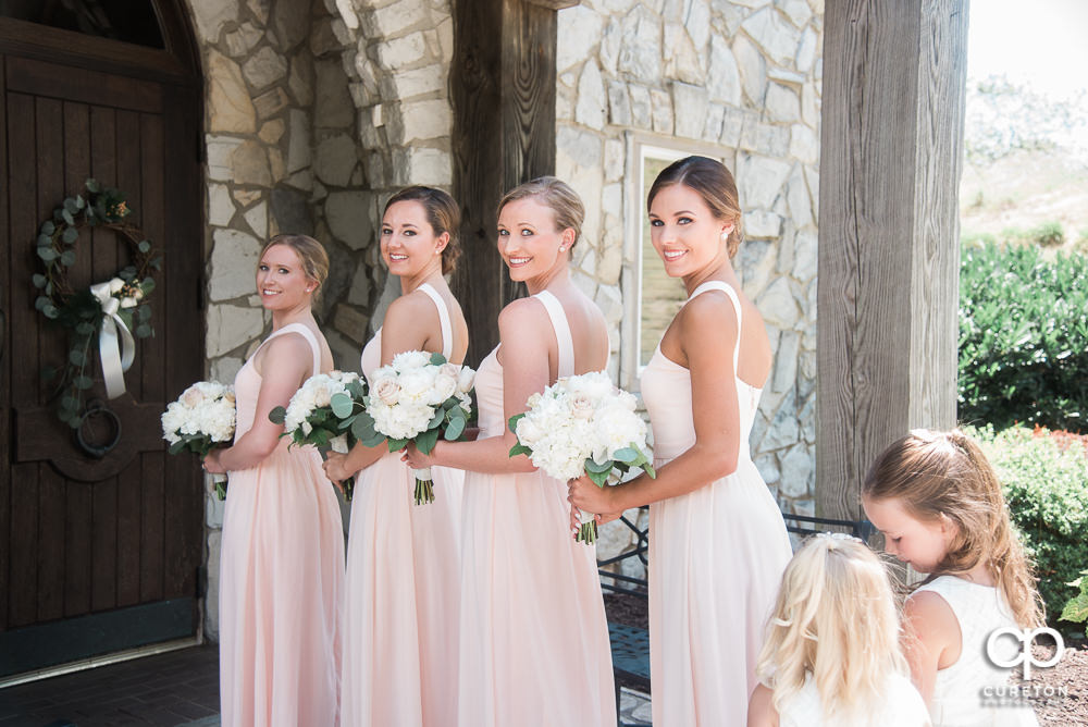 Bridesmaids lining up for the ceremony.