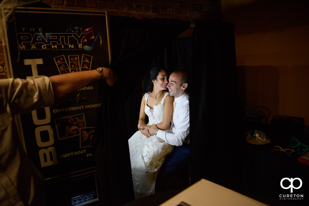 Bride and Groom in the Party Machine photo booth.