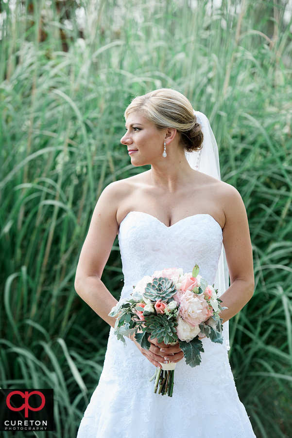 Bride at the park in Greenville,SC.