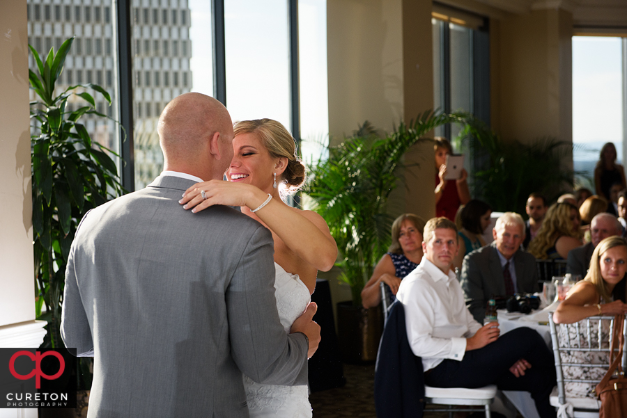 Bride and groom first dance at the Commerce Club reception.