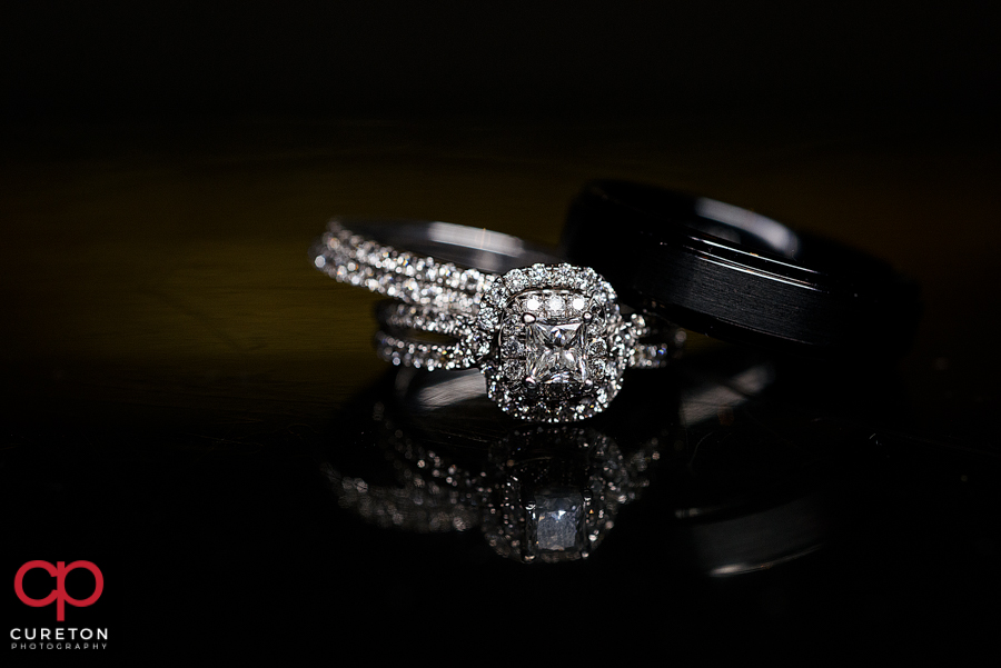 Closeup of wedding rings.