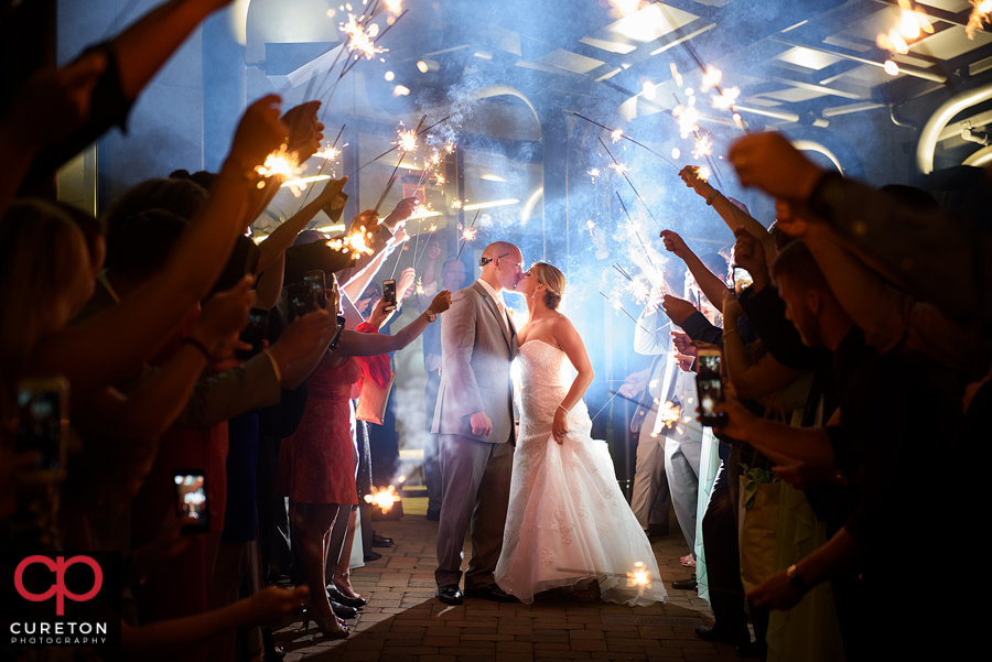 Sparkler leave at the Commerce Club Greenville wedding.