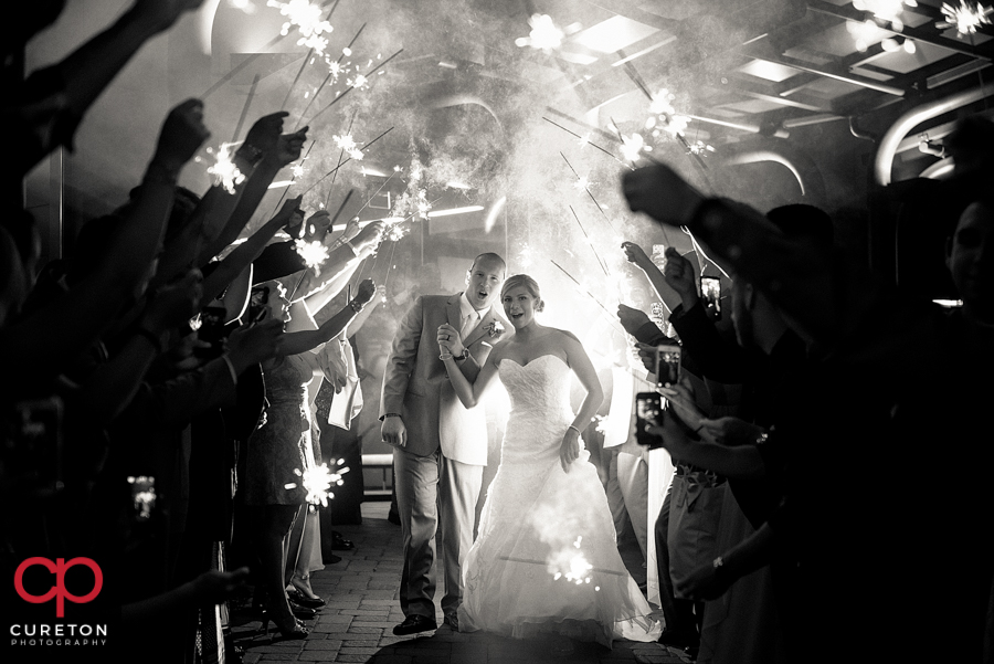 Sparkler leave at the Commerce Club Greenville wedding.