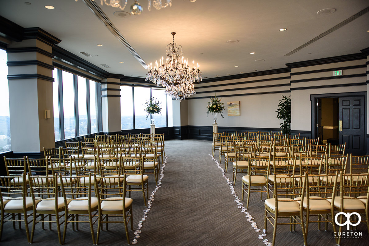 The Commerce Club set for a wedding ceremony.