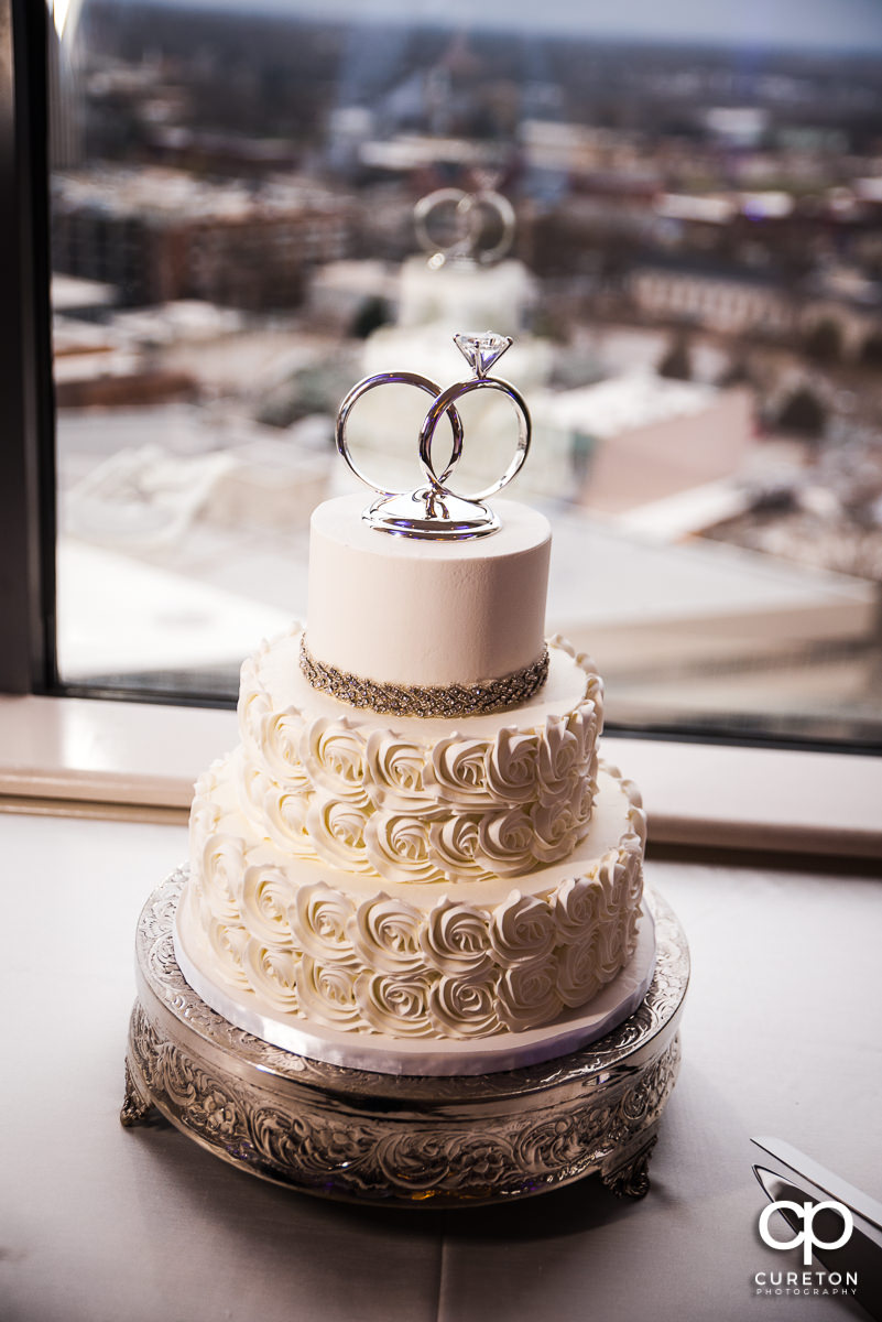 Beautiful wedding cake by Couture Cakes of Greenville at The Commerce Club.