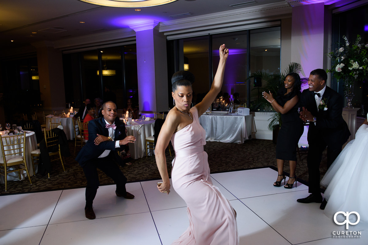 Wedding guests dancing the night away at The Commerce Club wedding reception.