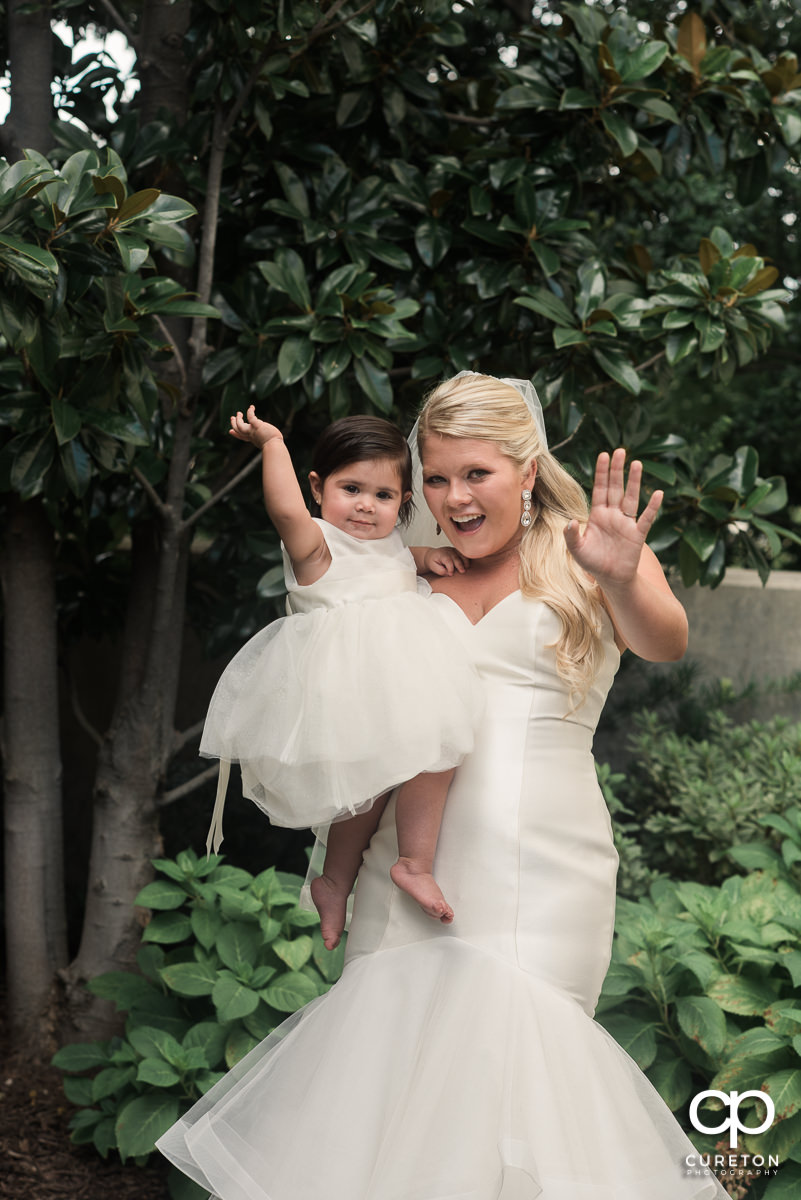 Bride and the flower girl.