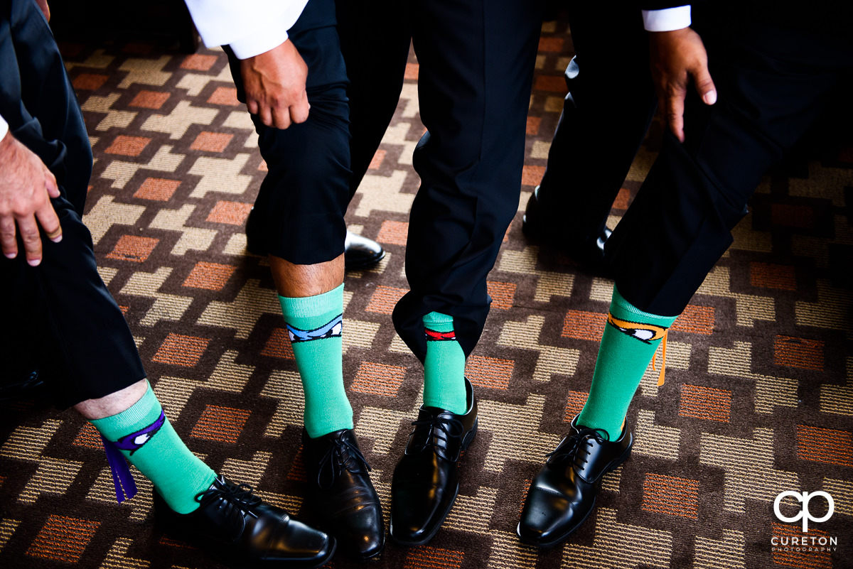 Groomsmen matching socks.