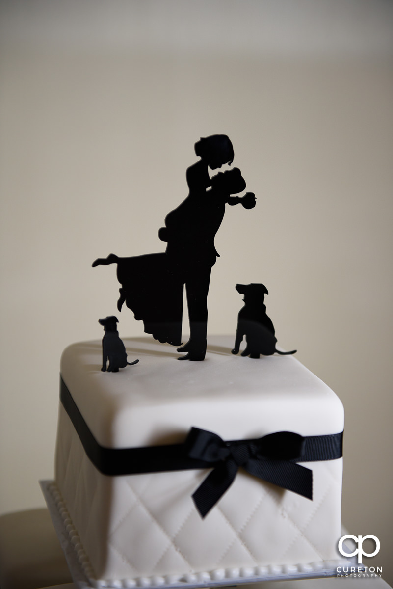 Custom wedding cake topper with dogs.
