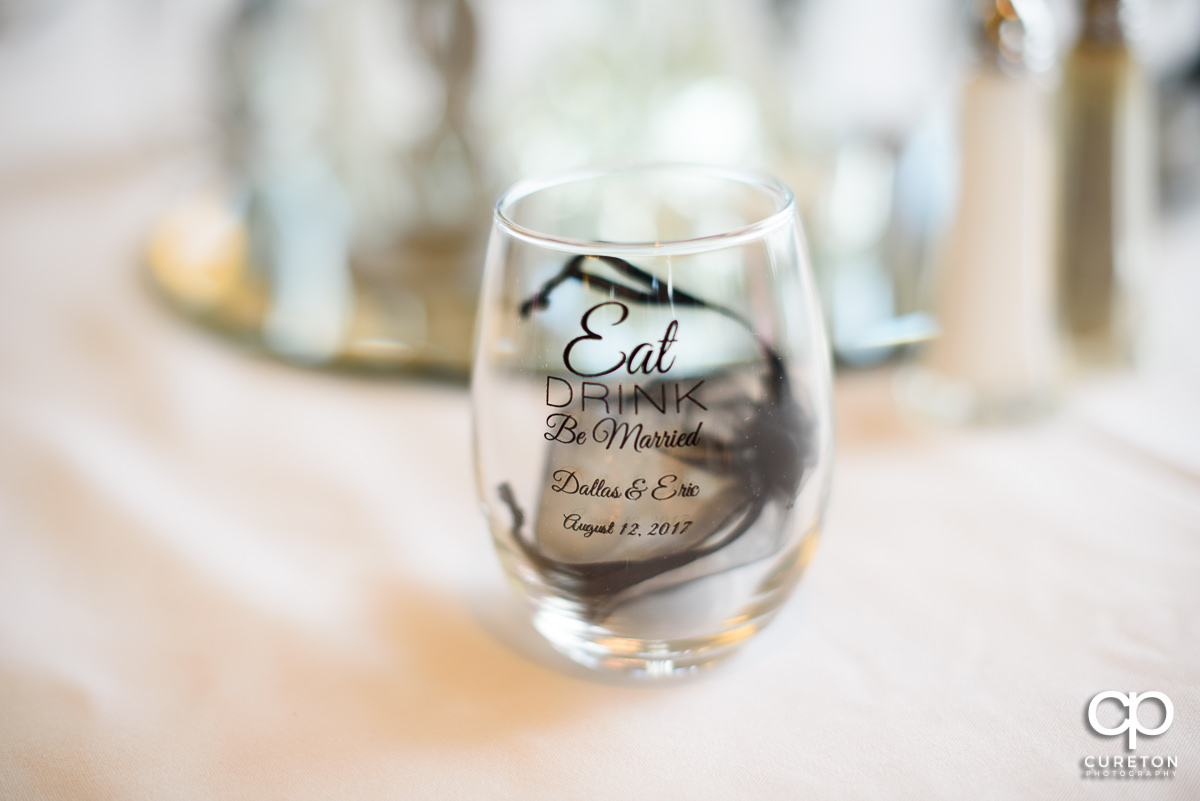 Wedding wine glass favors.