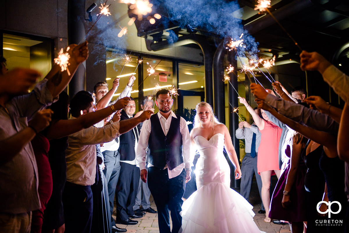 Sparkler leave at the Commerce Club wedding in Greenville,SC.
