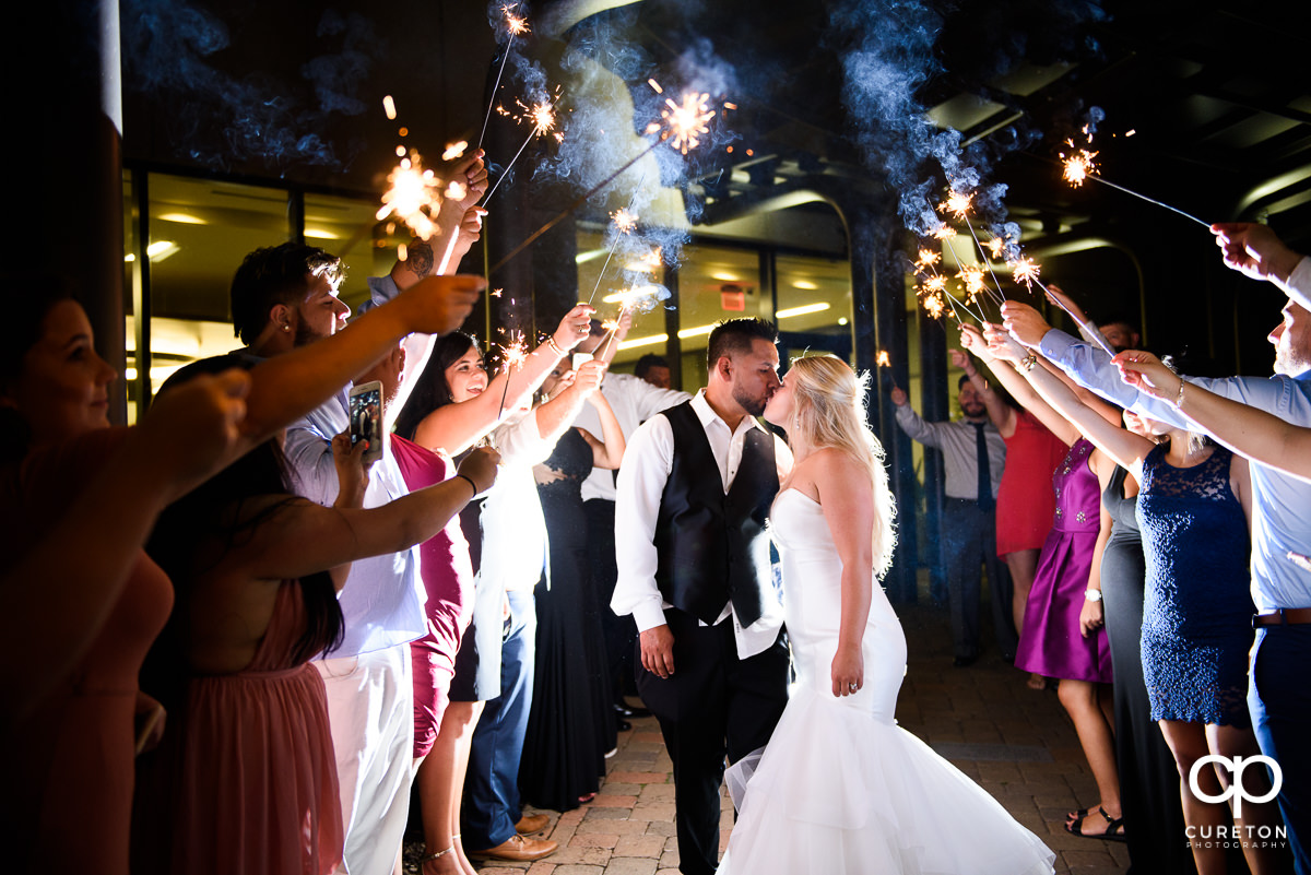 Sparkler grand exit at the Commerce Club wedding in Greenville,SC.