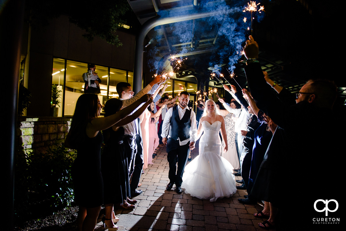 Sparkler wedding leave at the Commerce Club in Greenville,SC.