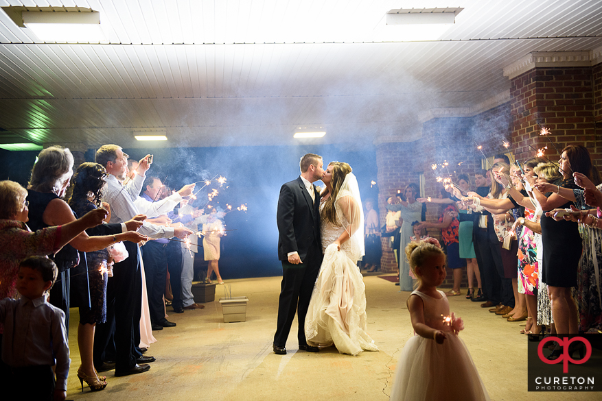 Epic sparkler grand exit after the wedding in Cowpens,SC.