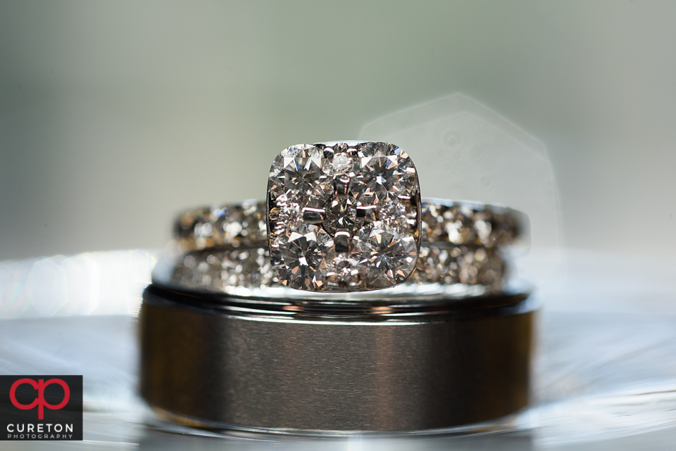 Close up of the bride and groom's rings.