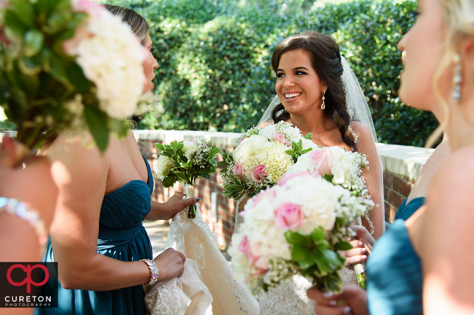 The bride on her way to walk down the aisle.