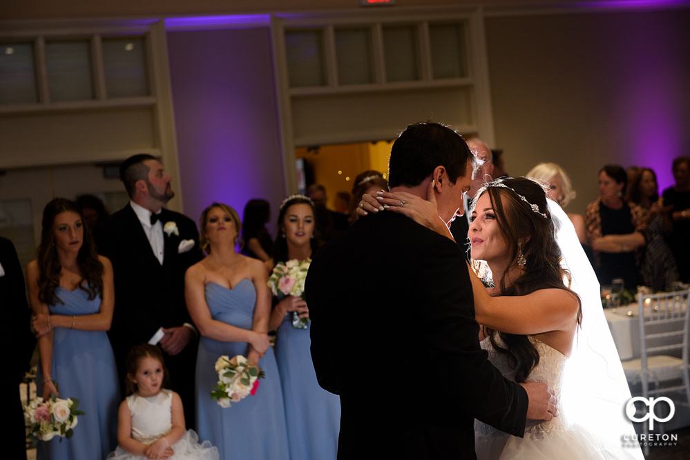 Bride and groom's first dance at their wedding reception at Younts Conference Center.