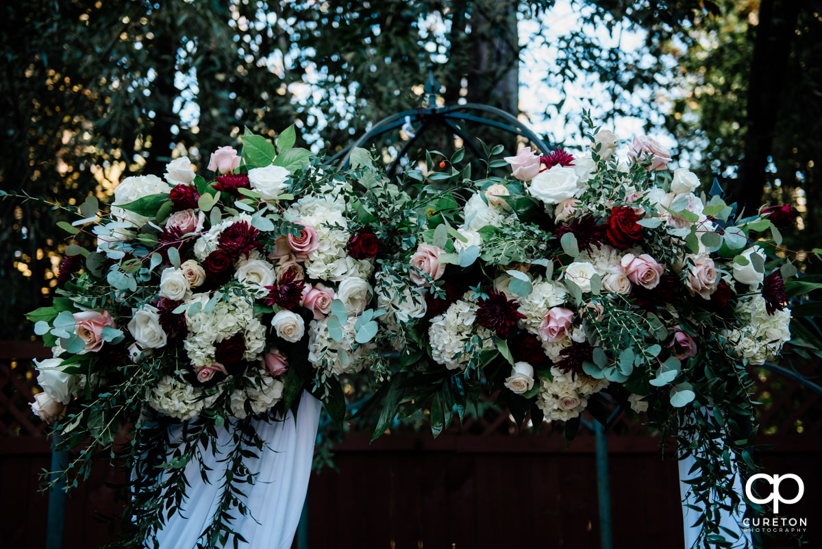 Floral arrangements for the wedding.
