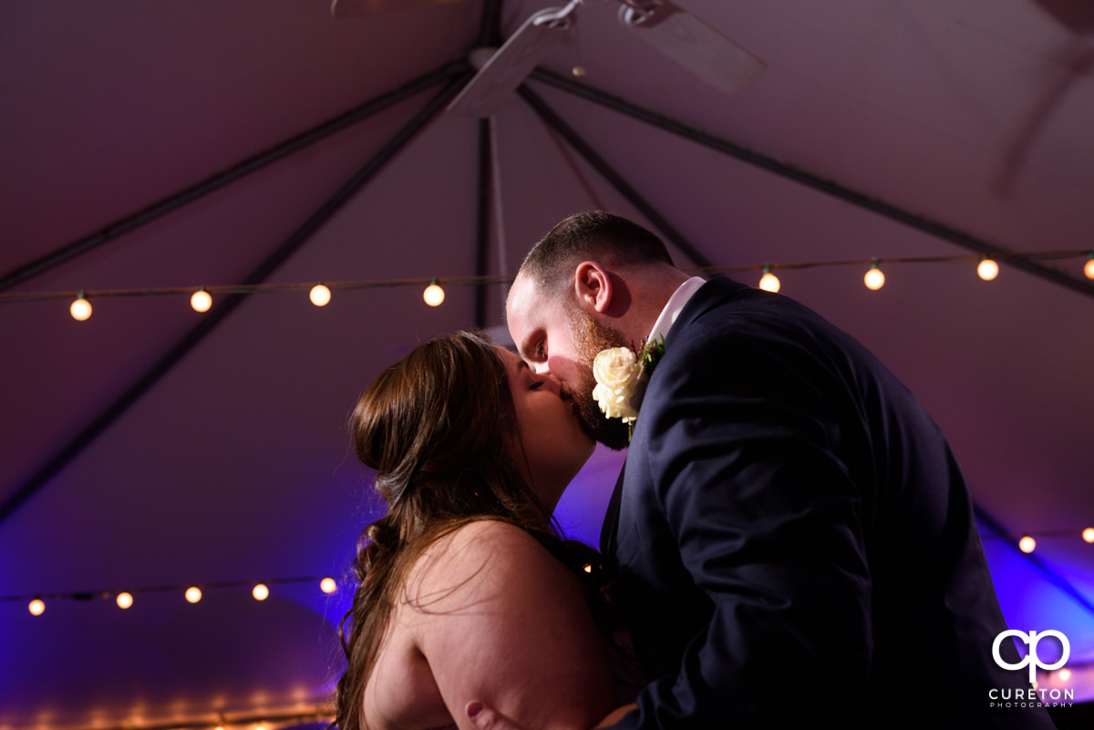 Bride and groom sharing a first dance at the Duncan Estate wedding reception.