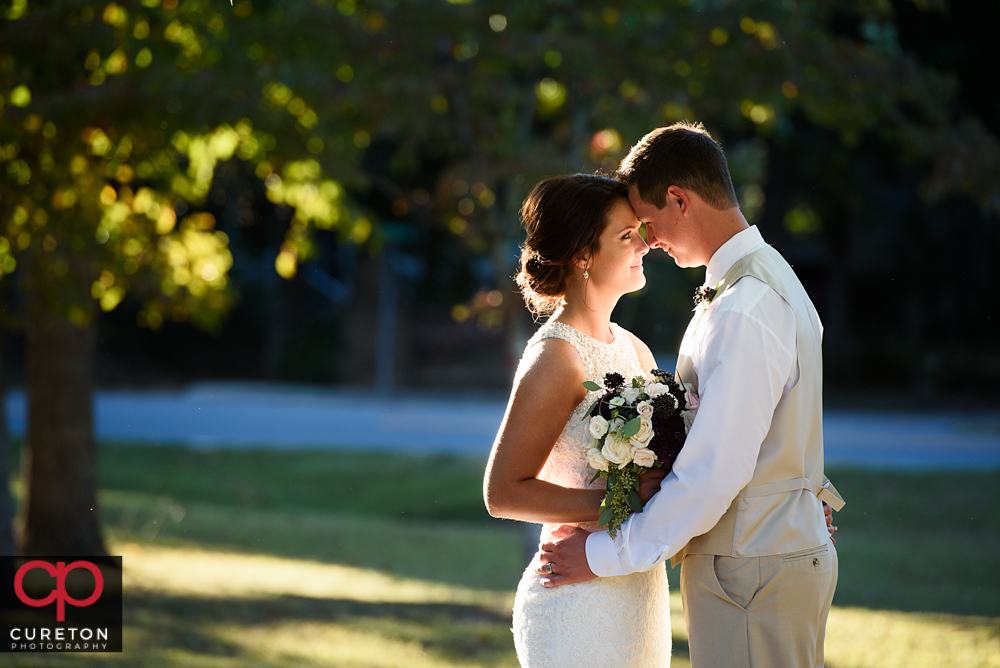 Bride and groom after their rustic Easley South Carolina wedding.