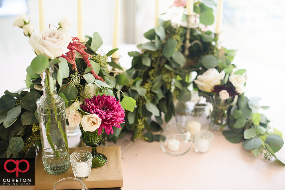 Flowers at the wedding.