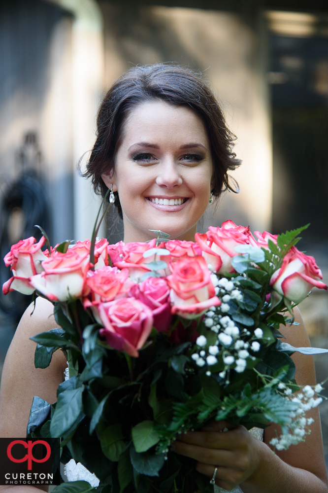 Bride with flowers.
