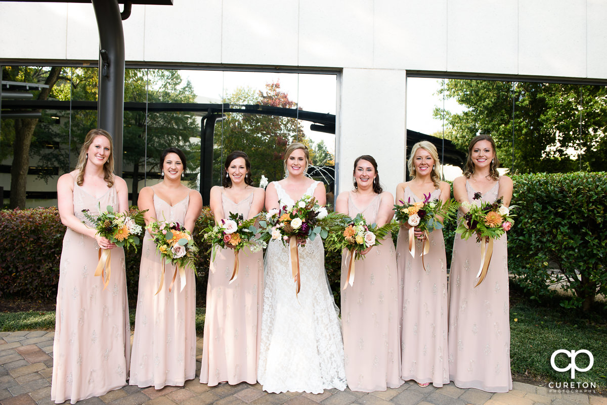 Bride and her bridesmaids at The Commerce Club.