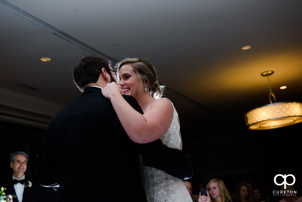 Bride and groom first dance at the reception.