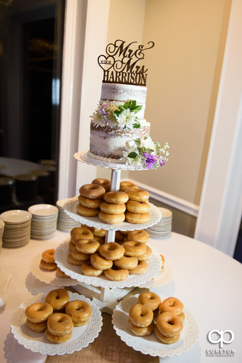 Wedding cake with donuts.