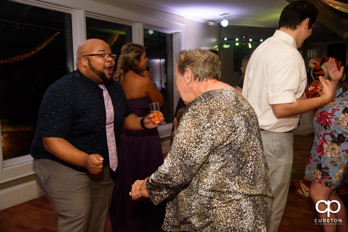 Grandma dancing at the reception.