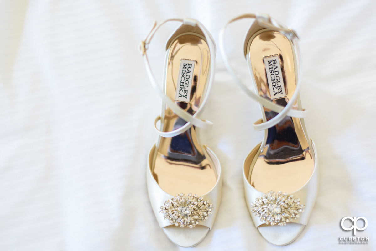 Bride's shoes by Badgley Mischka.