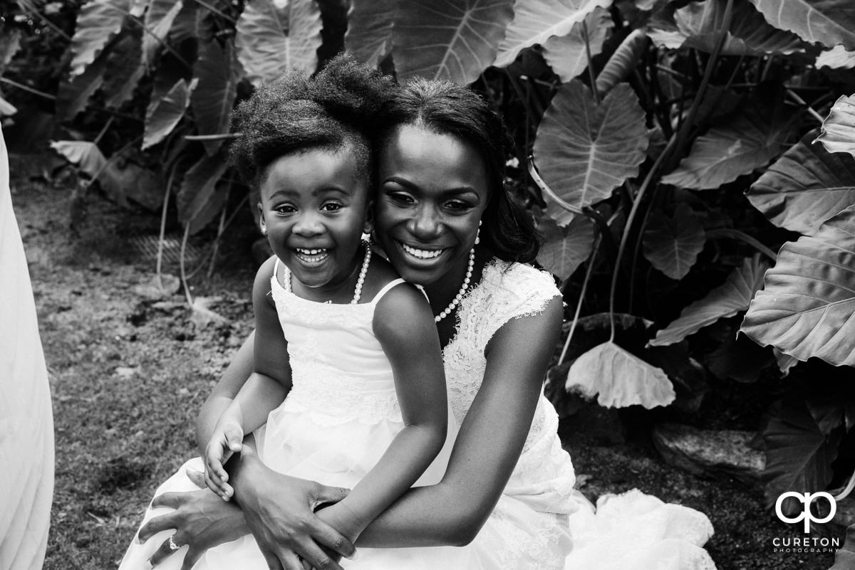 Bride and the flower girl.