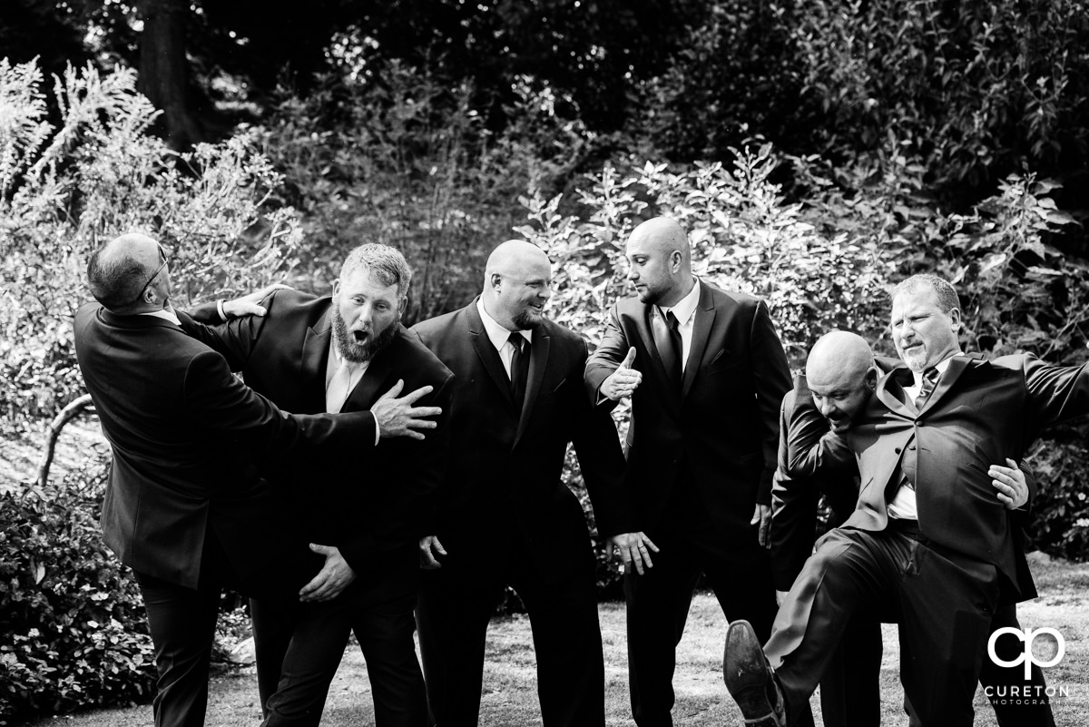 Groomsmen fighting.